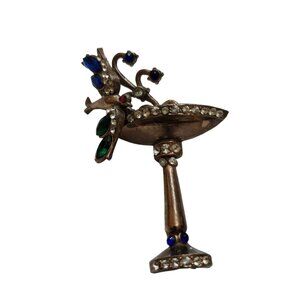 Vintage Dimensional Bird At Bath Brooch Attributed To Coro (A9036)